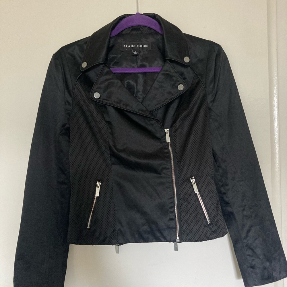 Blanc Noir Black Moto Jacket Asymmetrical Zipper